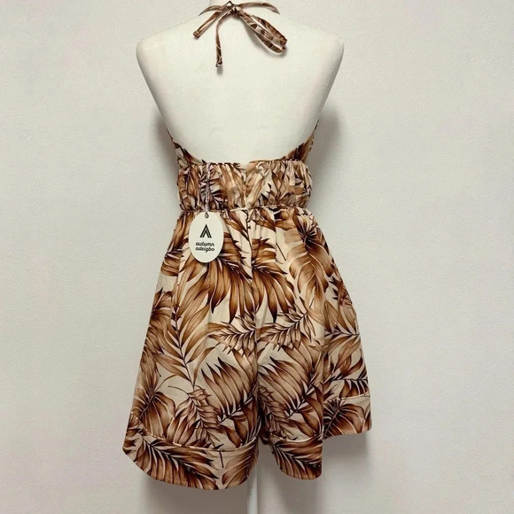 NWT $495 Autumn Adeigbo Karina Jumpsuit - Tropical Palm Resort Romper - Picture 8 of 13